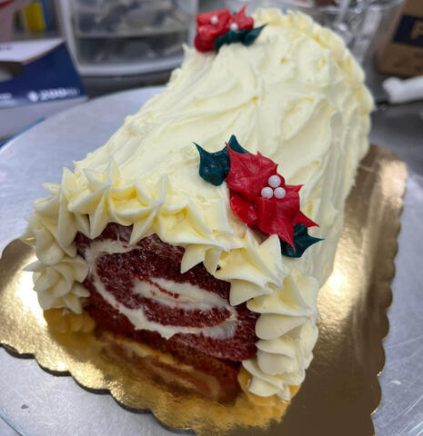 Red velvet Yule Log