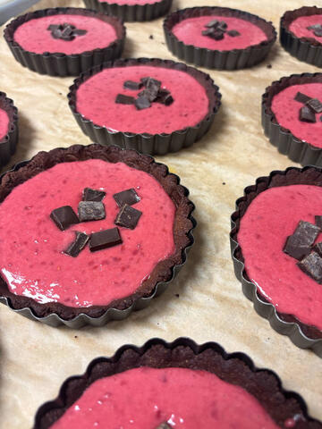 Gluten-free chocolate raspberry tarts