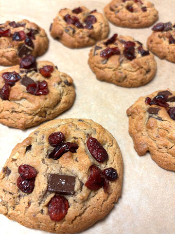 Gluten free cranberry walnut chocolate chunk cookies