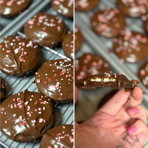 Peppermint fondant stuffed cookies