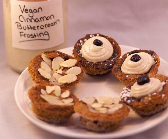 Vegan banana almond and banana blueberry mini muffins