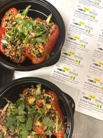 Quinoa and smoked tempeh stuffed peppers