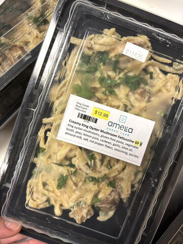 Vegan and gluten free king oyster mushroom fettuccine